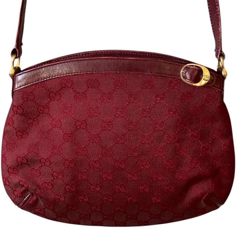 Authenticated Vintage Gucci GG Logo Burgundy/Wine Crossbody Shoulder Bag. COA. - Picture 2 of 16